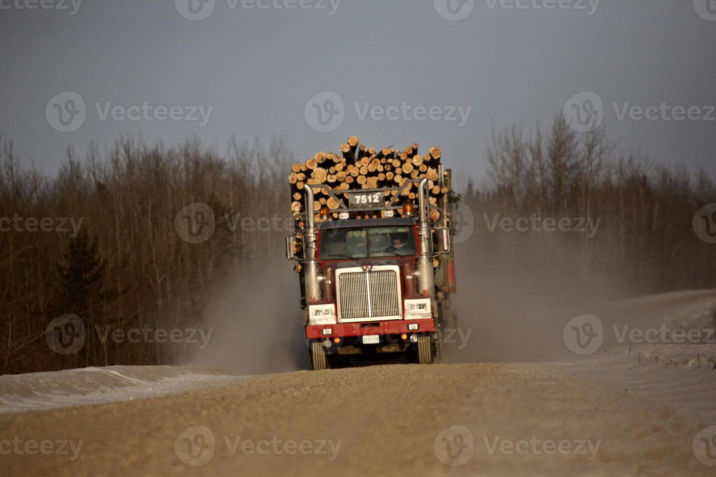 Approaching logging truck photo