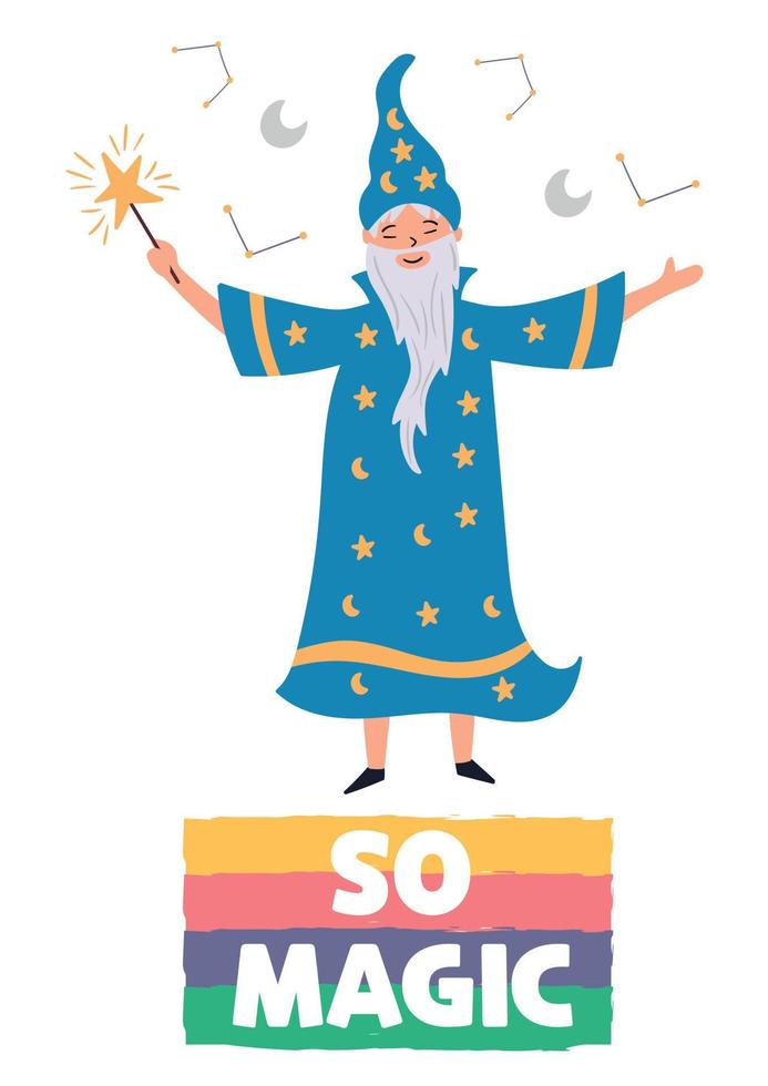 The Wizard rejoices in magic vector