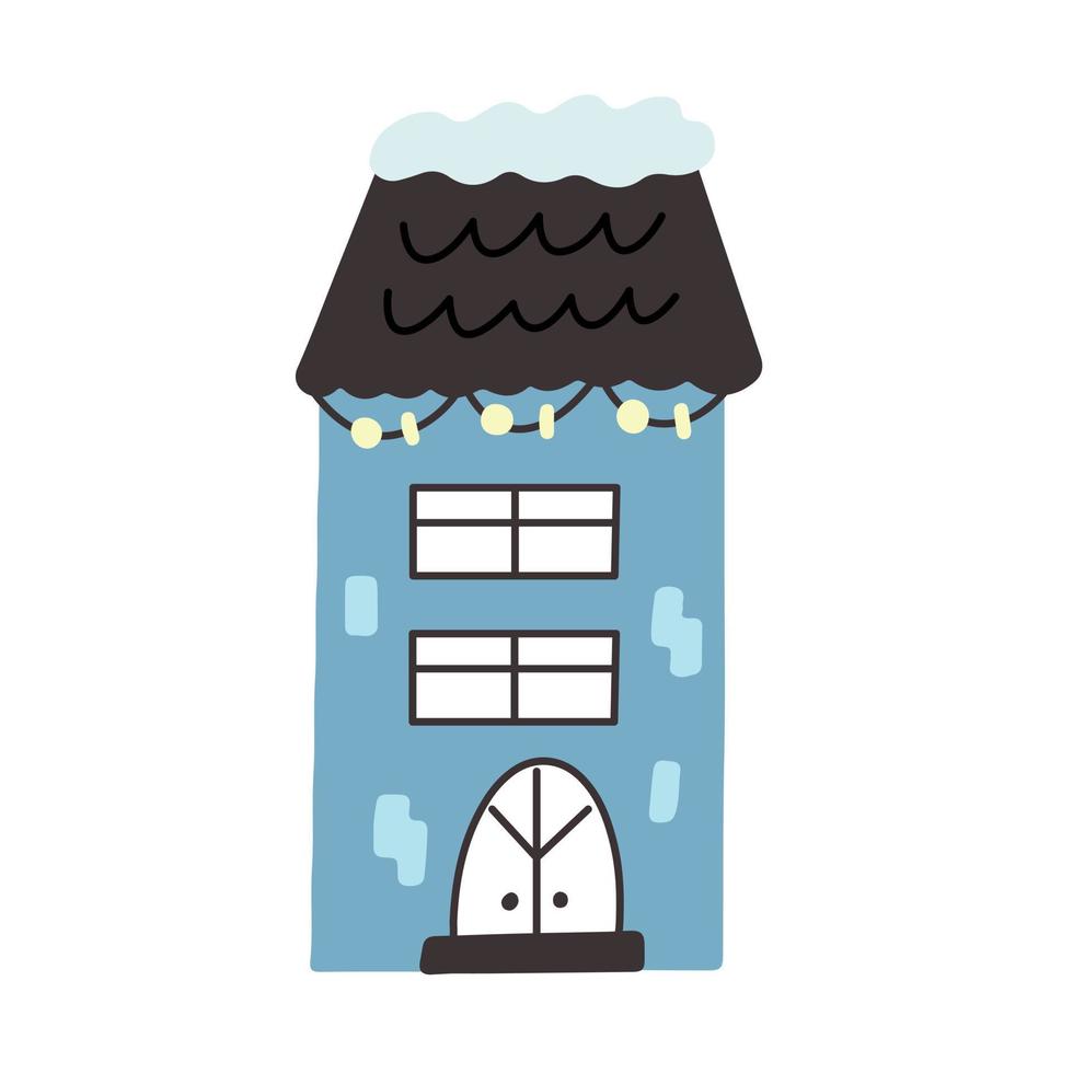 Christmas winter house blue vector