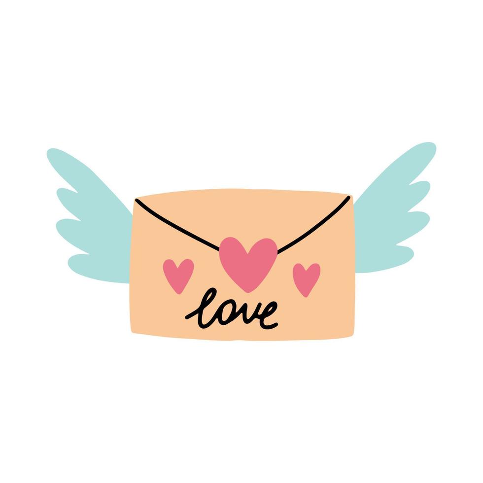 Envelope with wings and heart vector