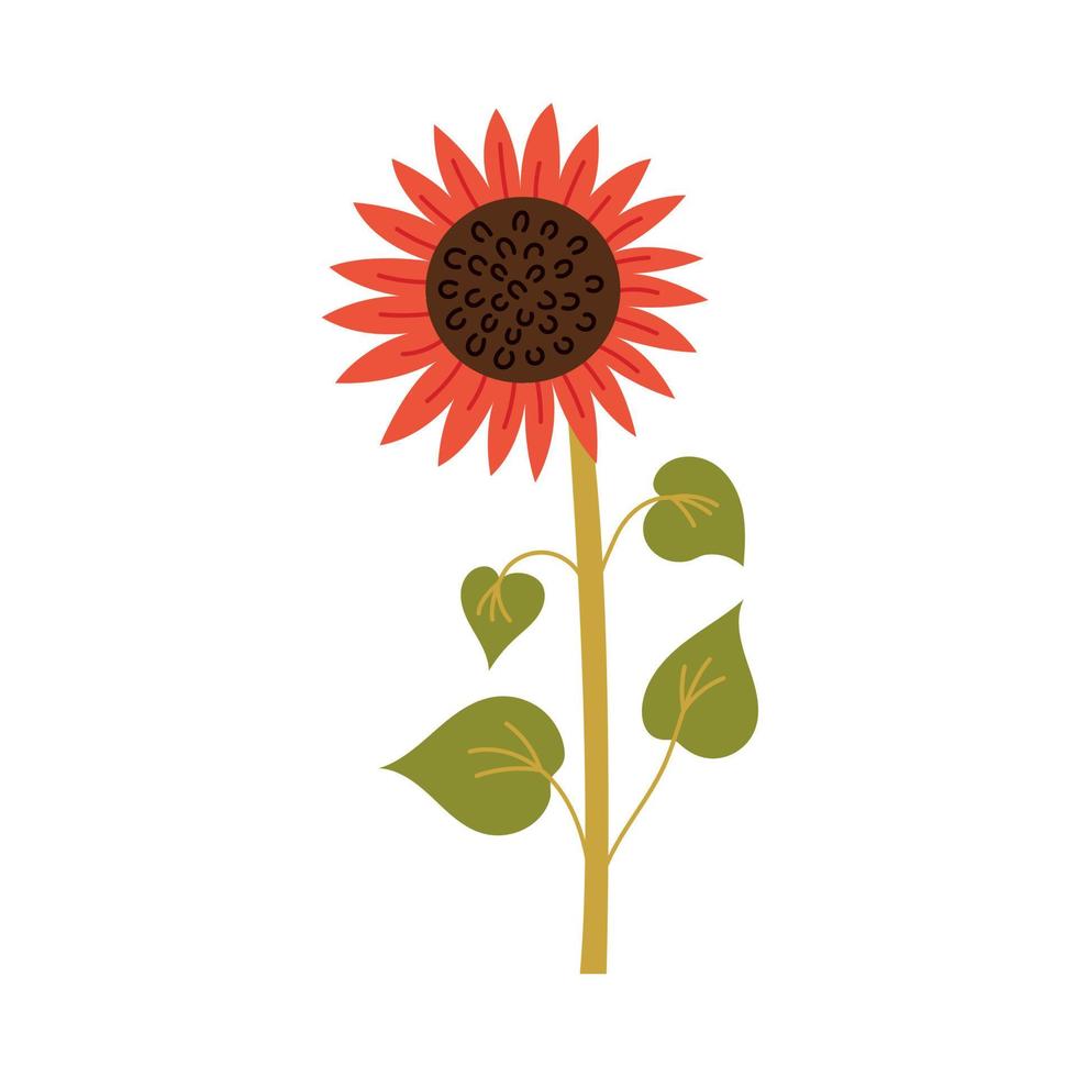 Red Sunflower doodle vector