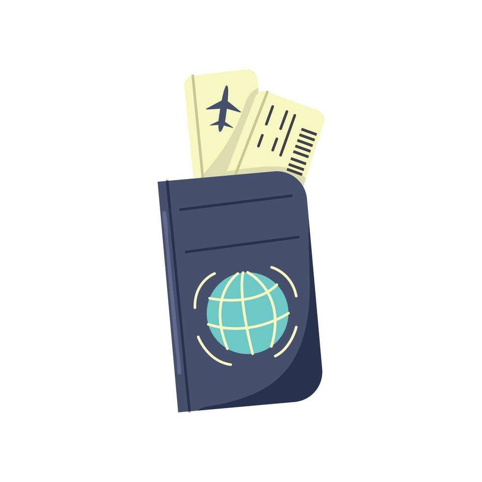 Vector passport with airline boarding tickets