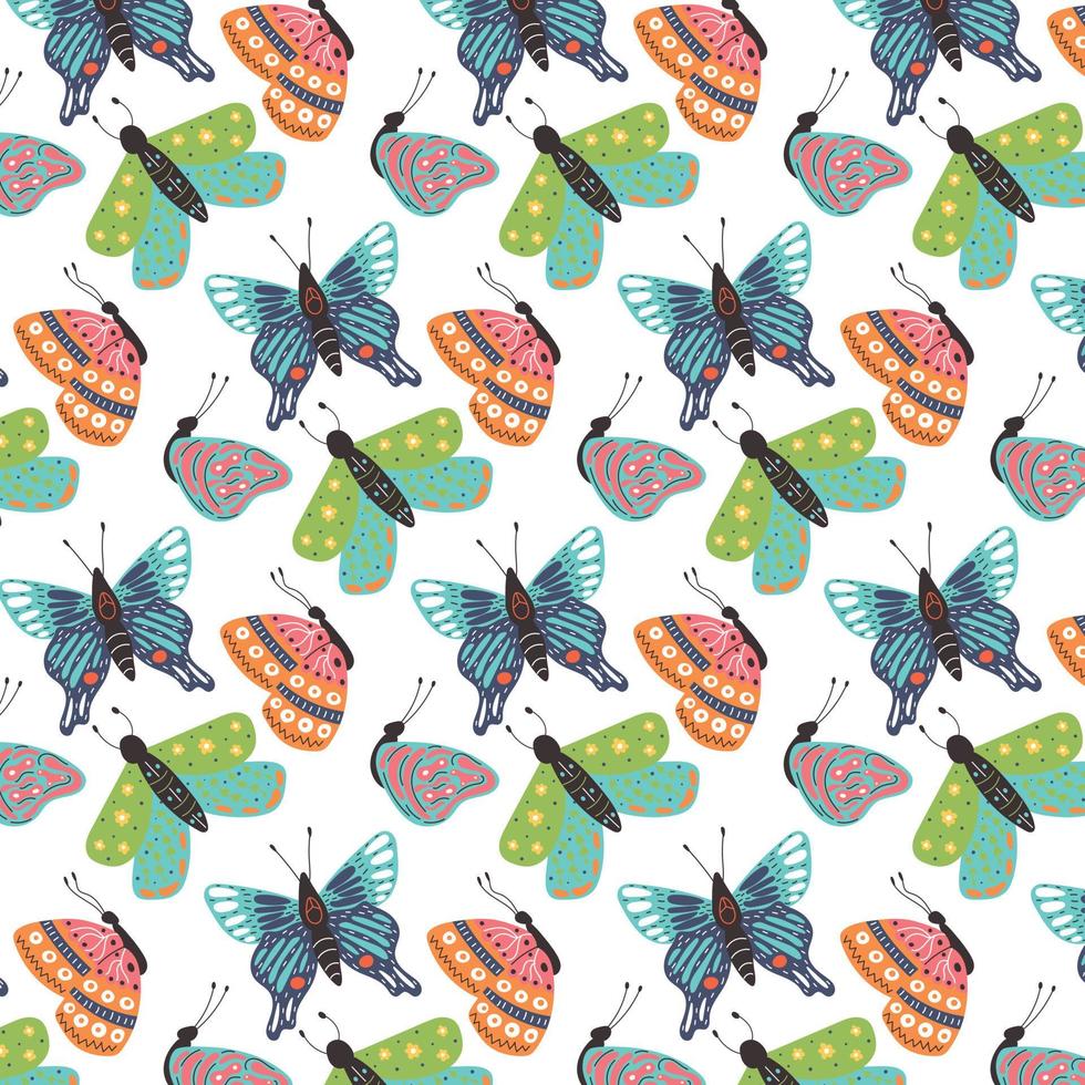 Seamless pattern of bright butterflies vector