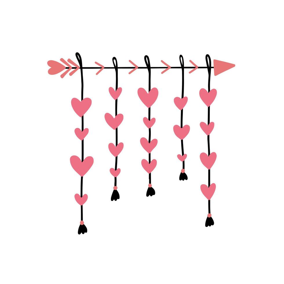 Cupid arrow with hearts vector