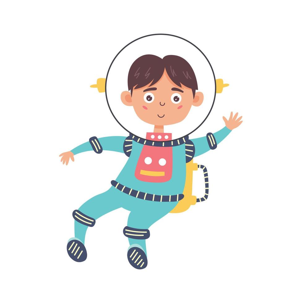 niño astronauta con traje y casco vector