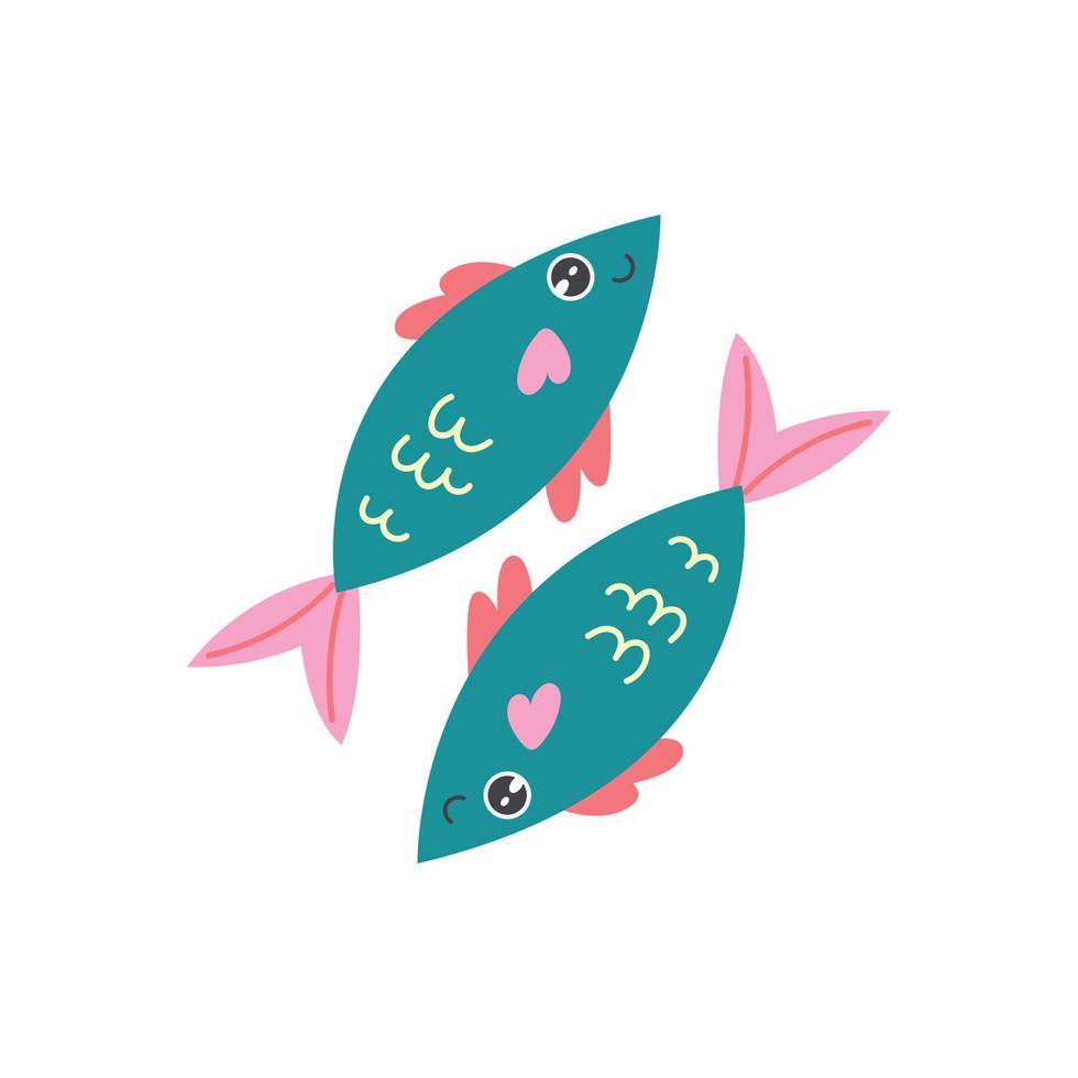 Pisces zodiac sign fish character vector