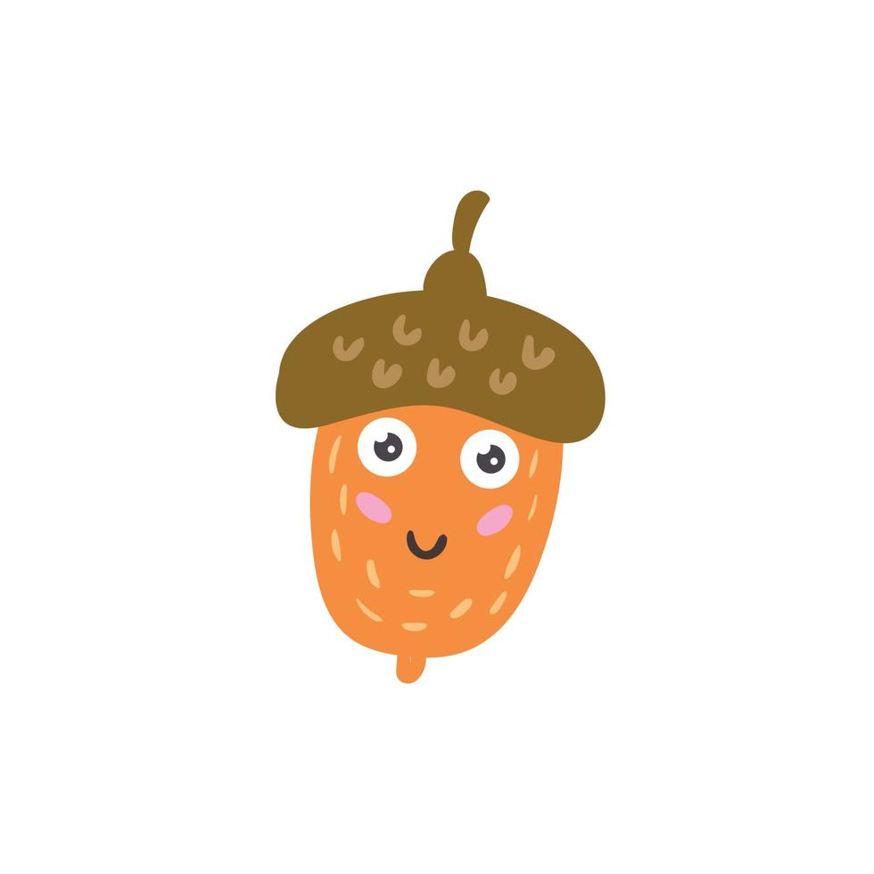 Cartoon vector character cute acorn