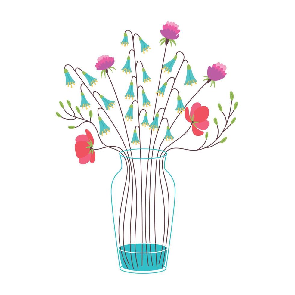 Vector glass vase with flowers