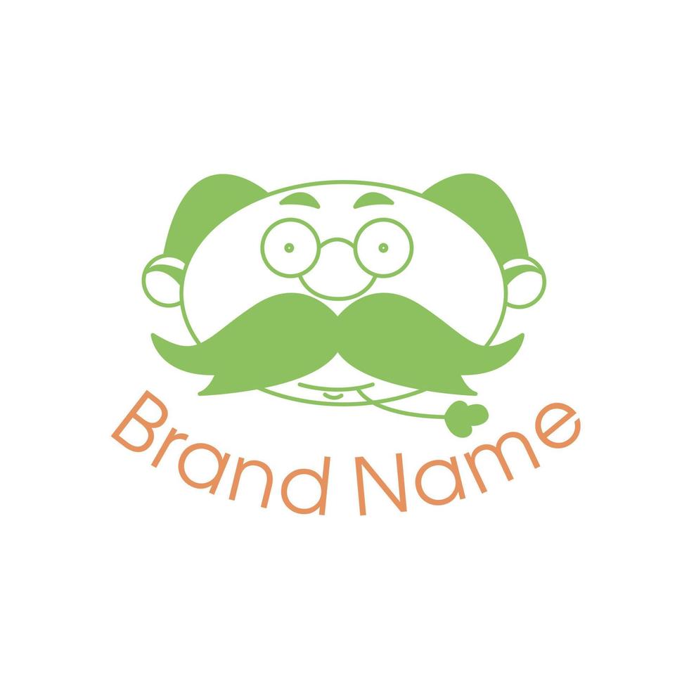 Vector logo with the image of the physician in the mouth twig. Suitable for pharmacies, medical institutions, medicines and herbs. Colors green, orange, white