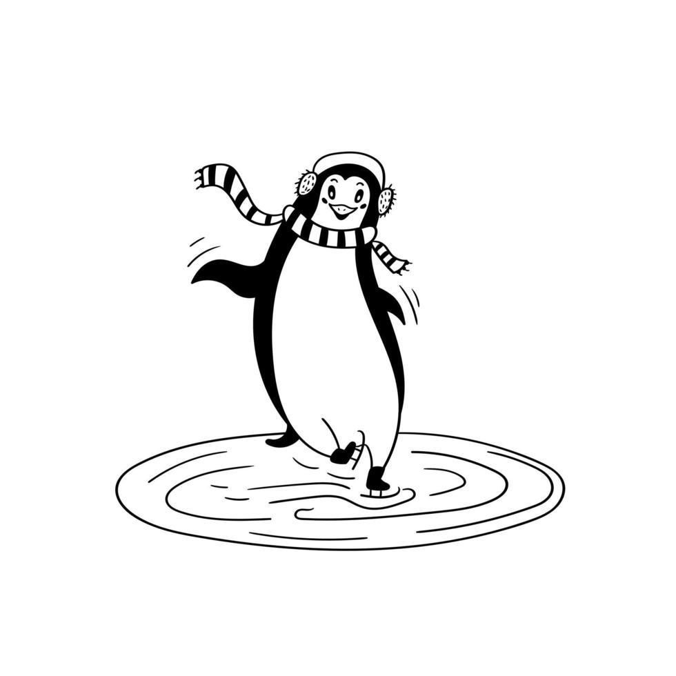 patinaje sobre hielo de pingüinos vector