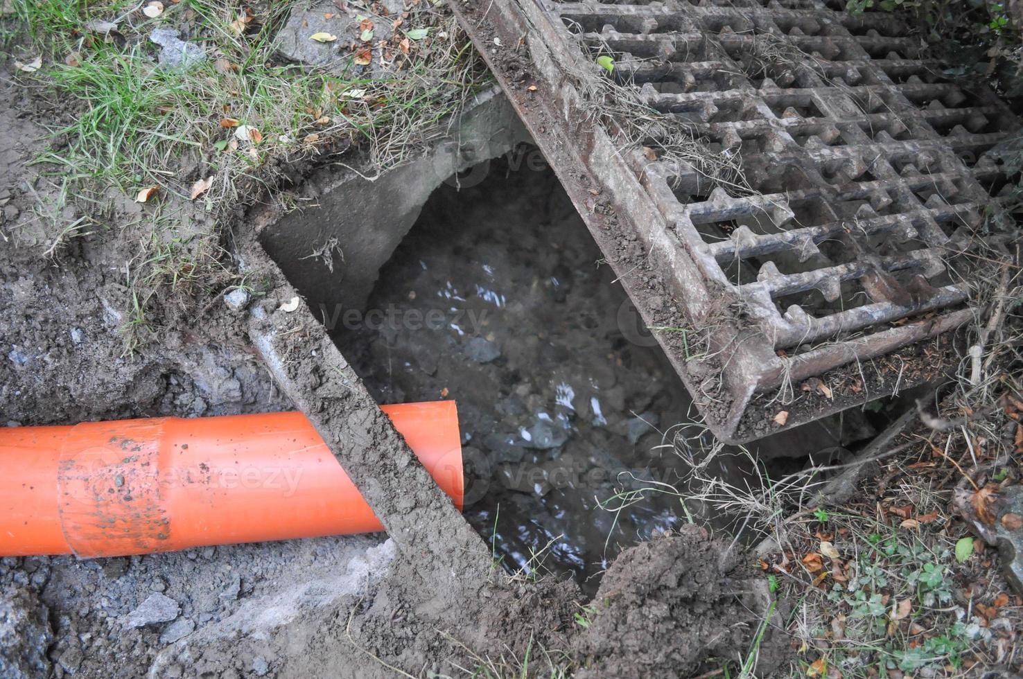 Plastic pipework for underground waste water photo