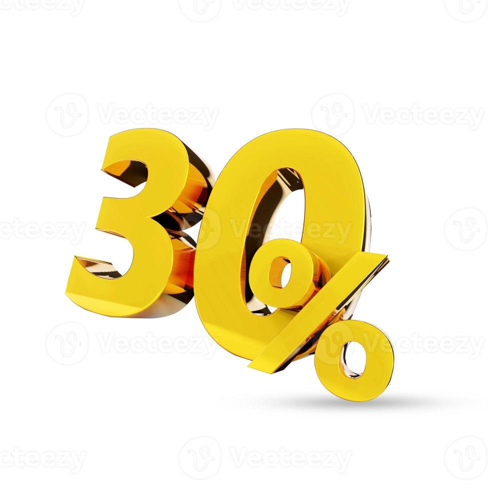 30  percent Golden symbol , 3D render photo