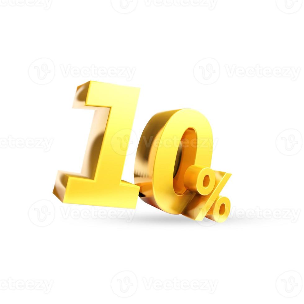 10 percent Golden symbol , 3D render photo