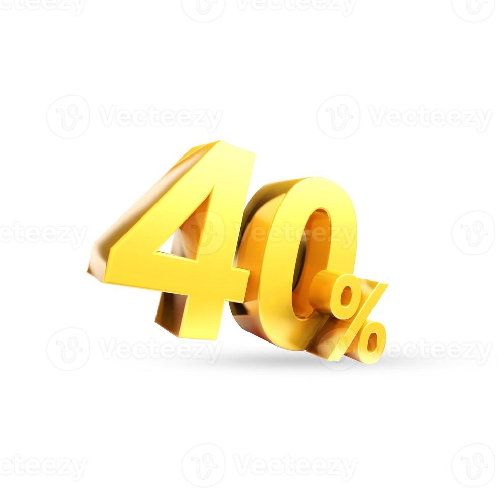 40 percent Golden symbol , 3D render photo