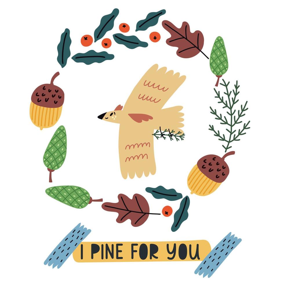 square postcard with bird in frame vector