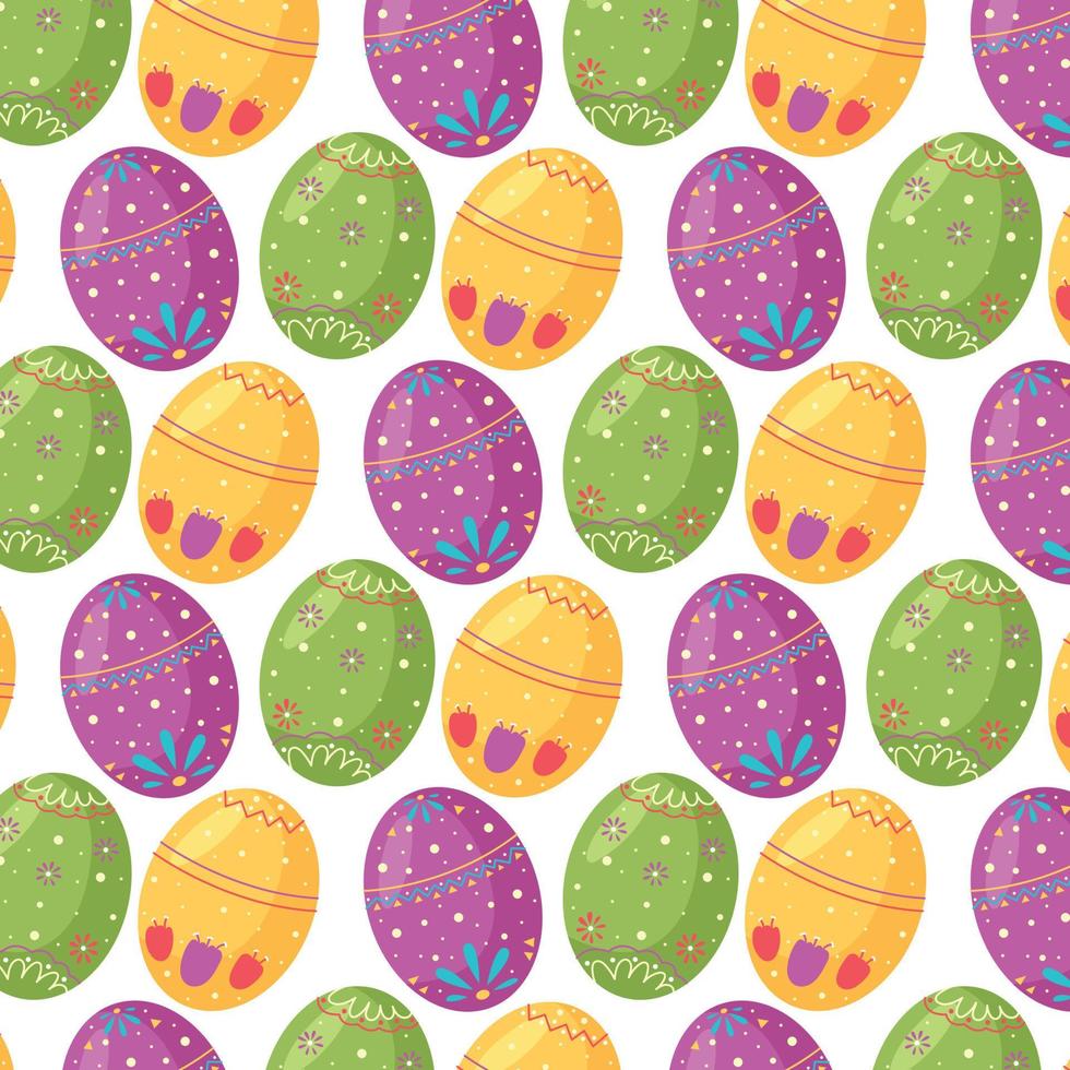 Seamless pattern of their chaotic Easter eggs vector