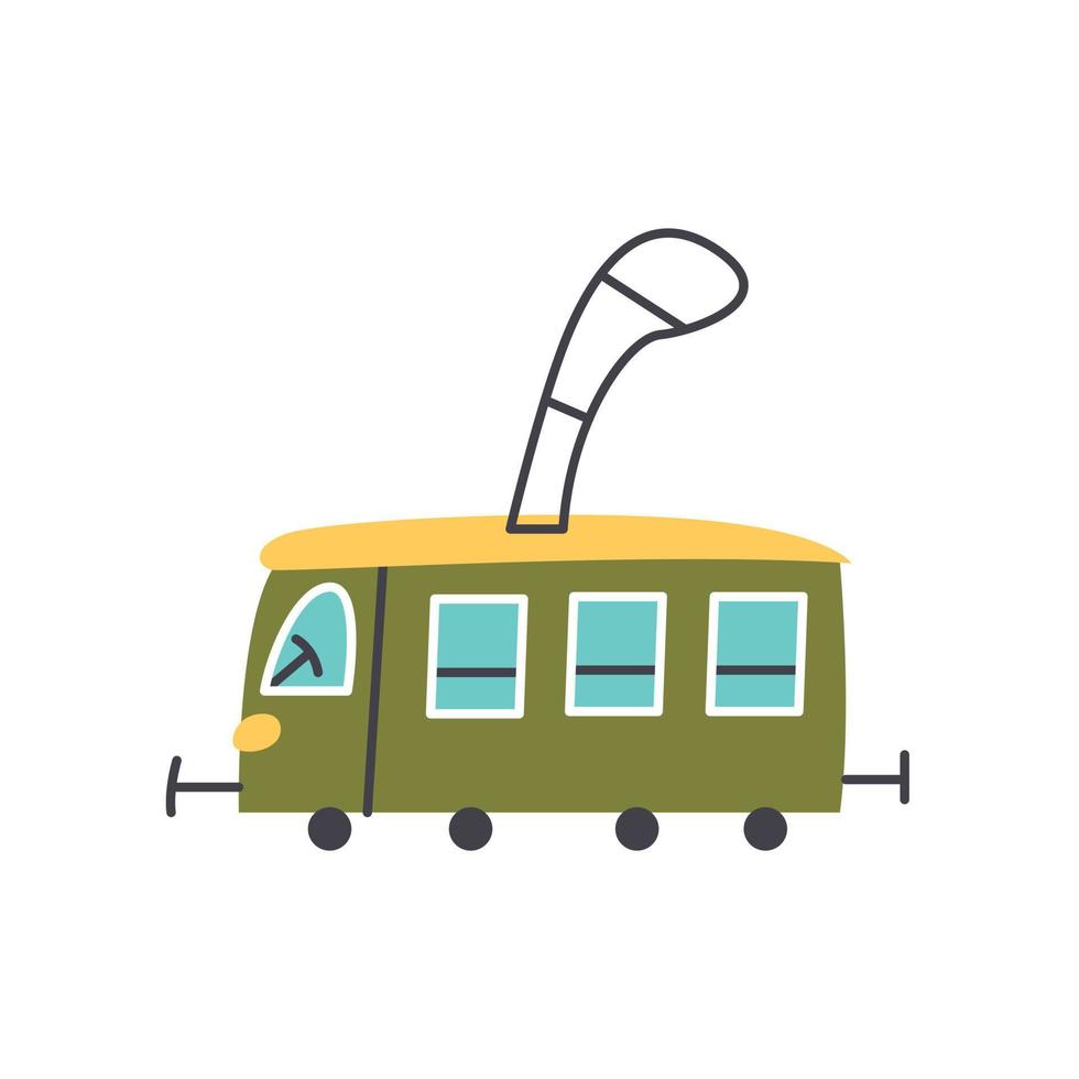 tranvía de transporte de dibujos animados de vector