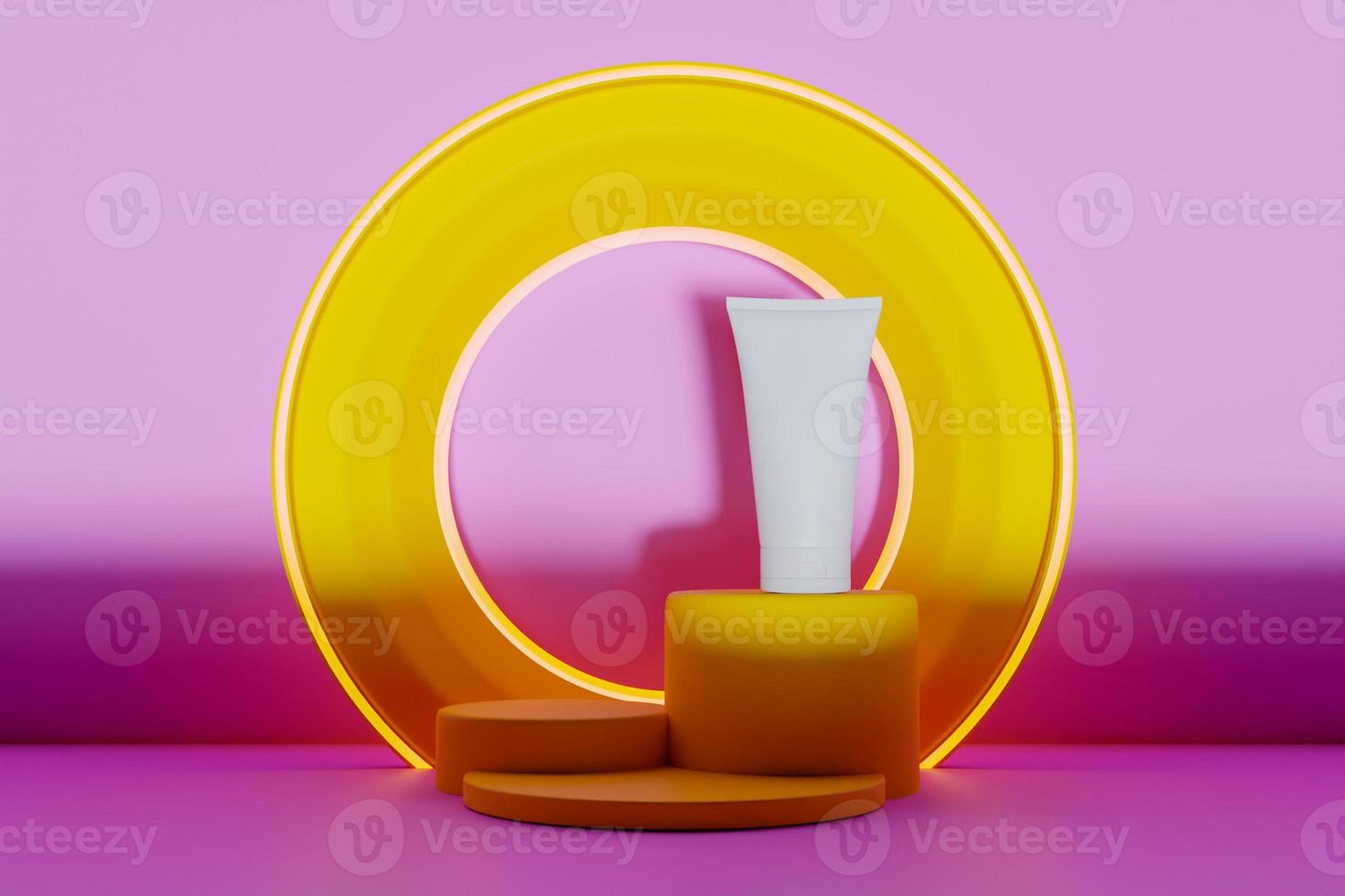 Podium for displaying products. 3D Rendering of design products. photo