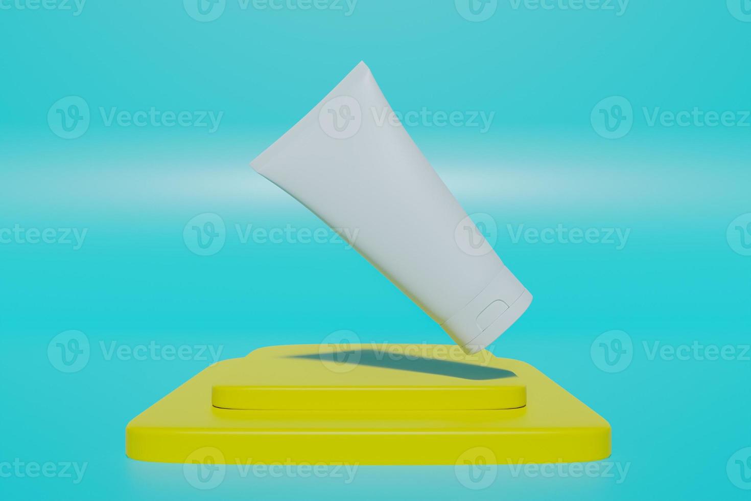 Podium for displaying products. 3D Rendering of design products. photo