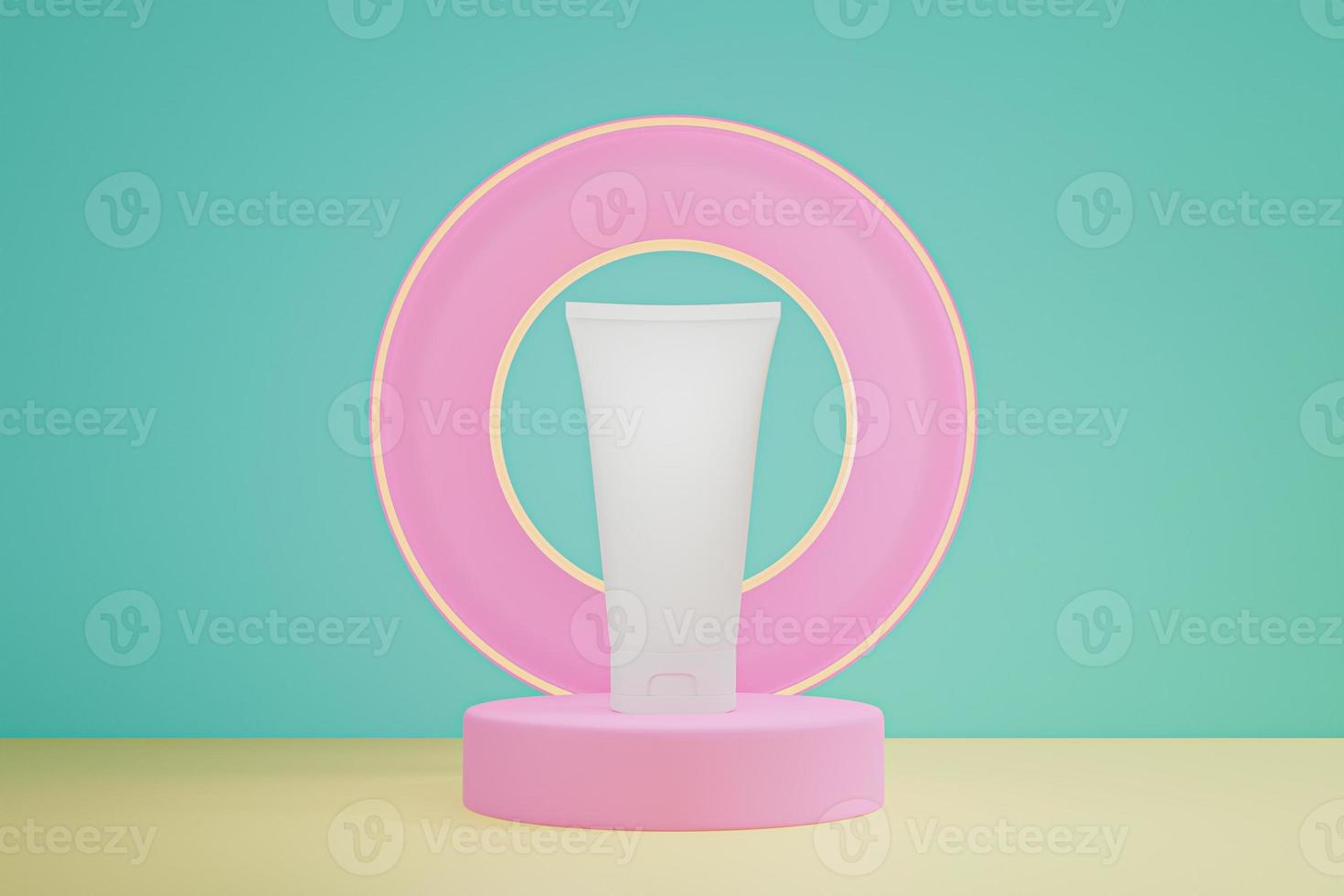 Podium for displaying products. 3D Rendering of design products. photo