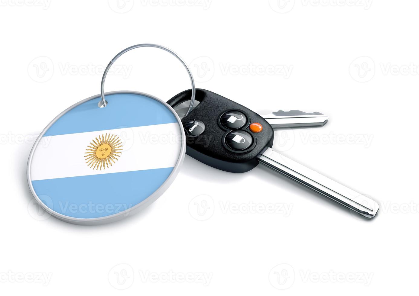 llaves de auto con bandera argentina como llavero. foto