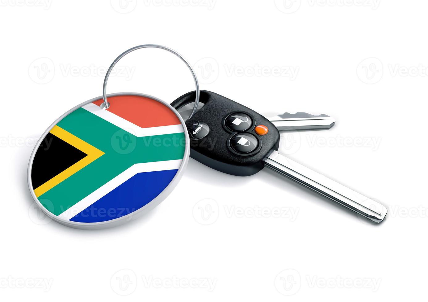 Car keys with South Africa flag as keyring. photo