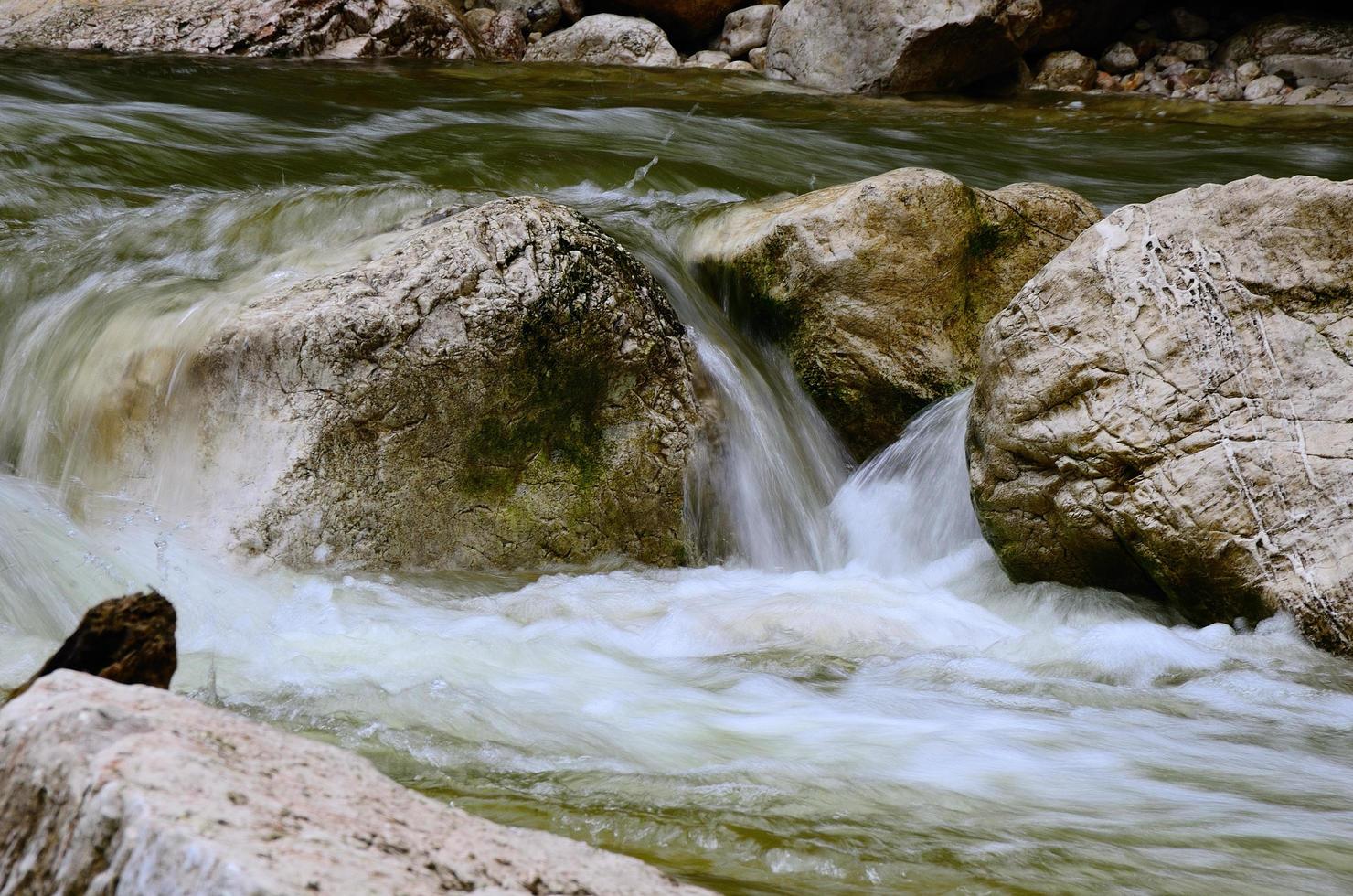 water and rocks in the stream photo