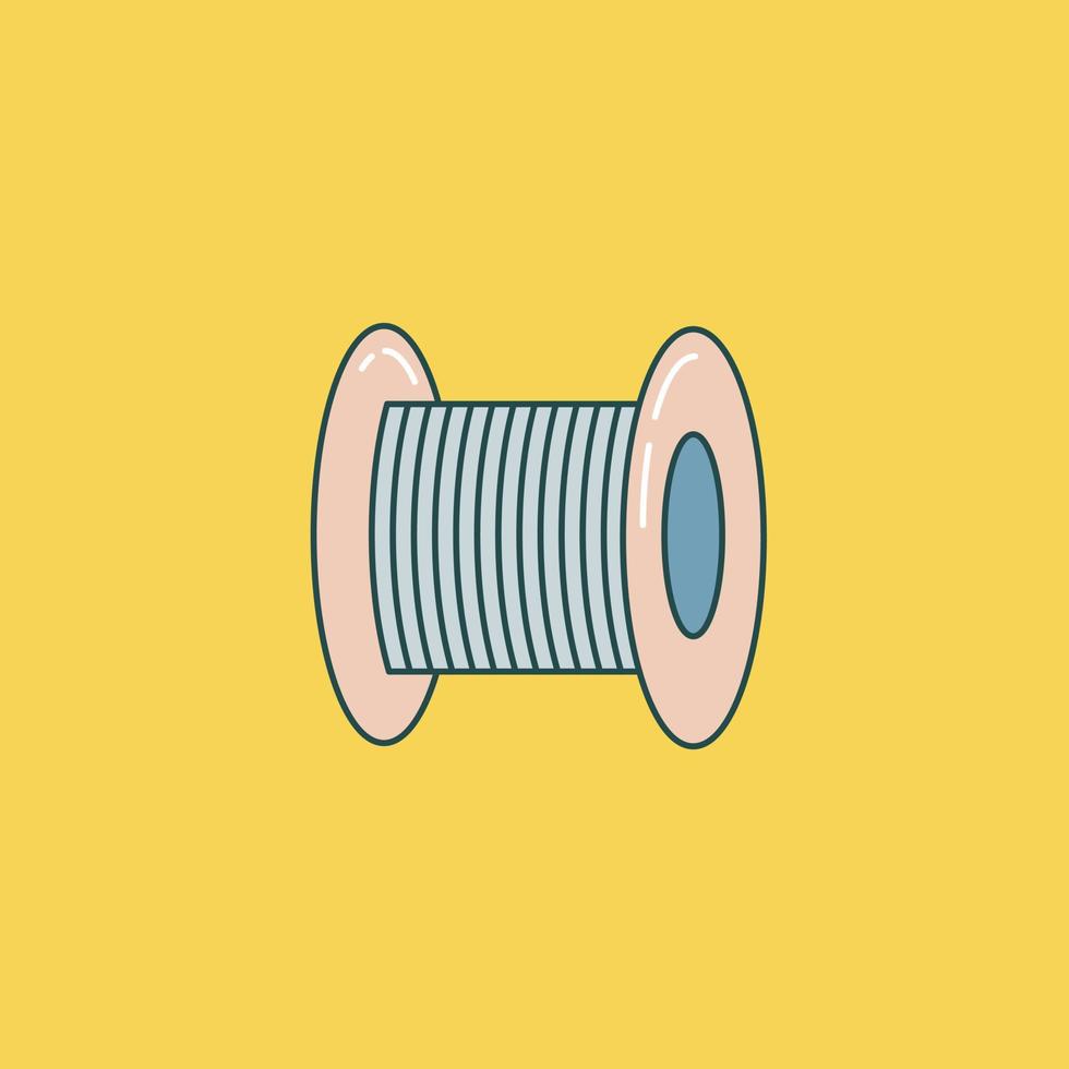 Coil of wire, thread, alloy, rope in a coil. Outline drawing. Flat style vector