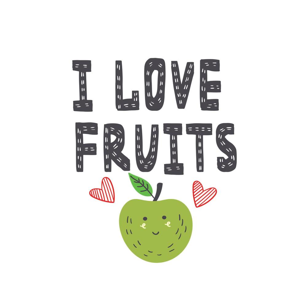 Lettering i love fruit vector