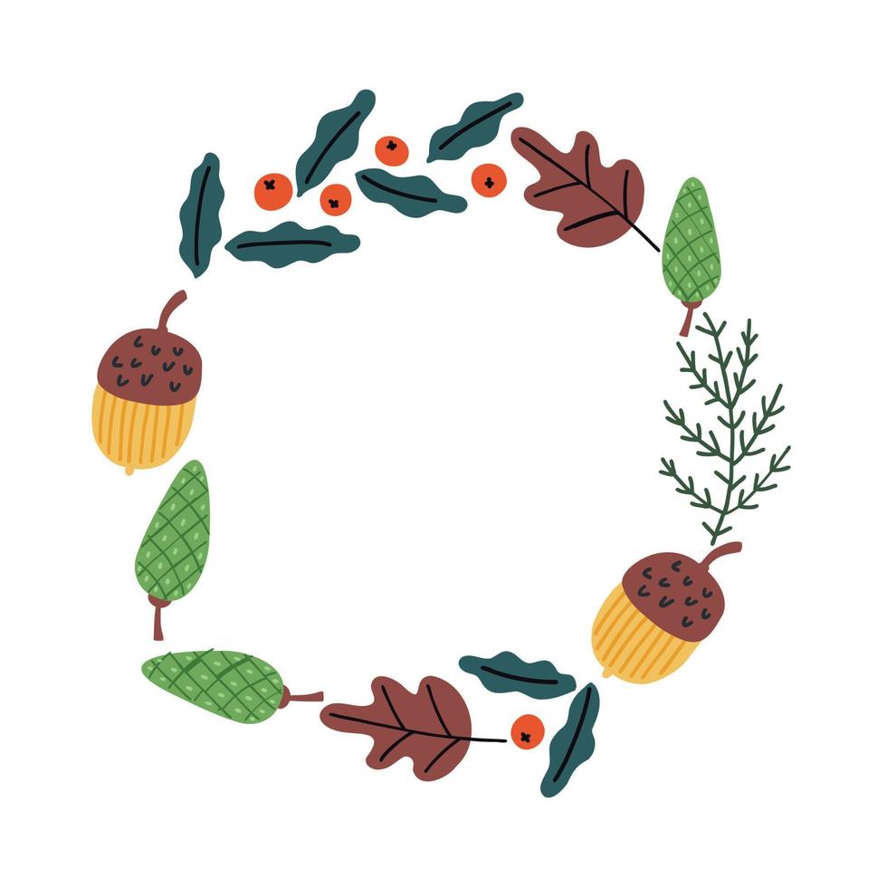 Autumn frame acorns leaves vector