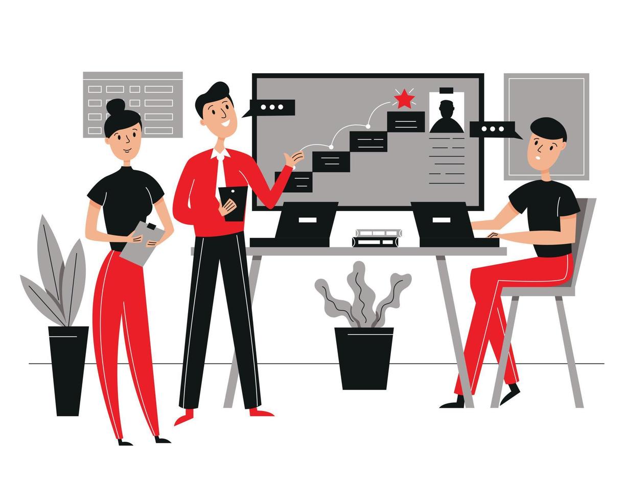 Office staff gathered for a meeting vector