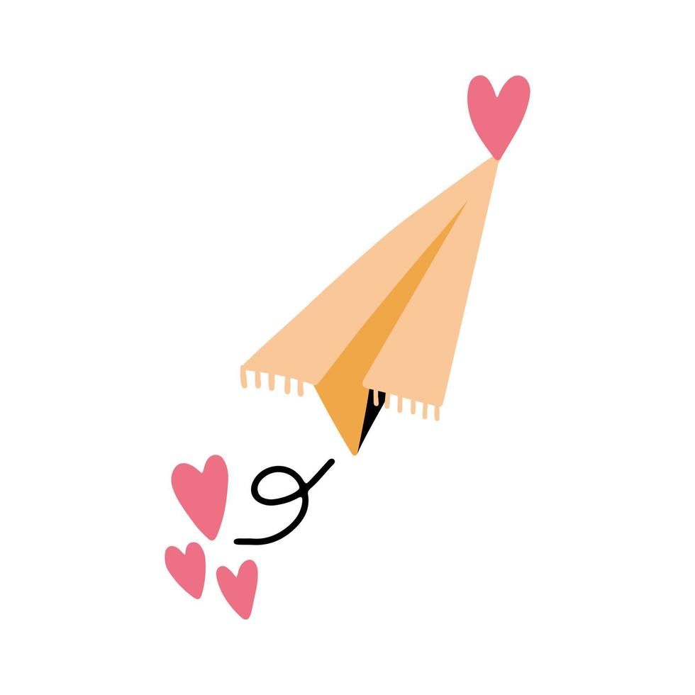Paper airplane with a heart vector