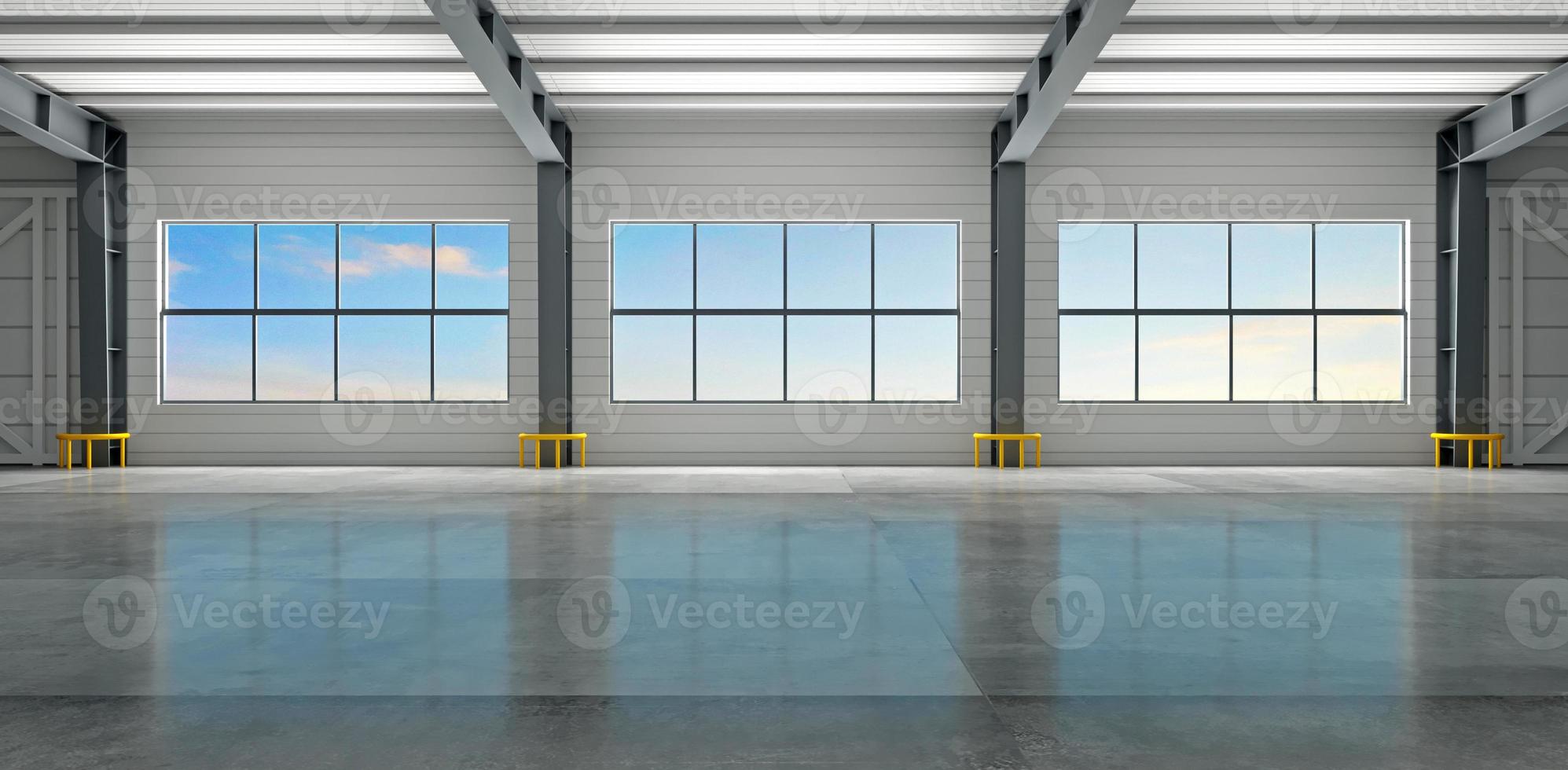 New empty warehouse or factory open space photo