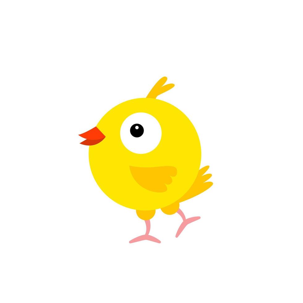 Cheerful bird yellow Canary. Cartoon character feathered vector