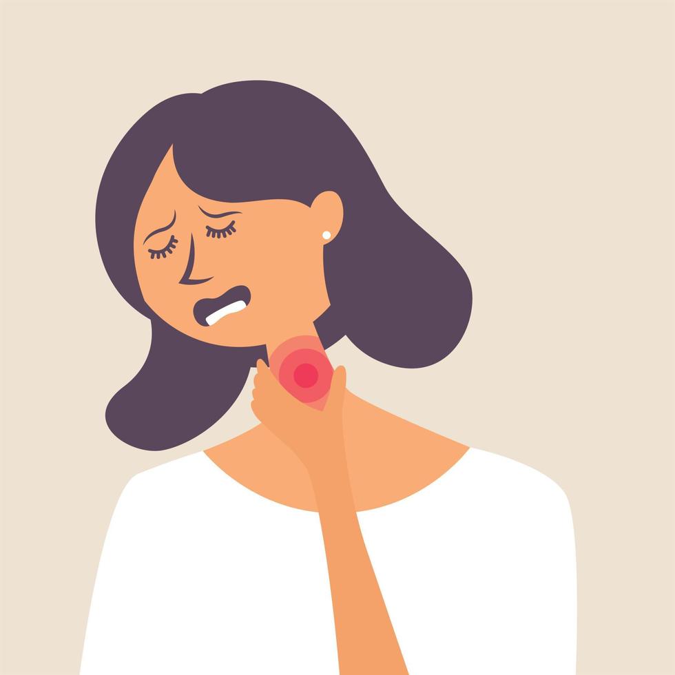 Girl with a sore throat. Picked up a virus and flu vector