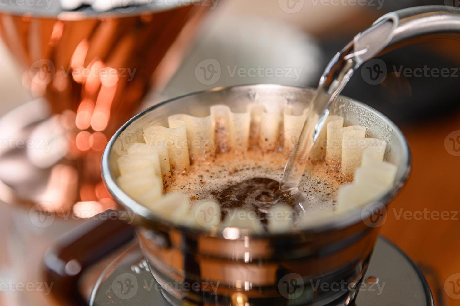 Tools to make drip coffee and brewing drip coffee photo
