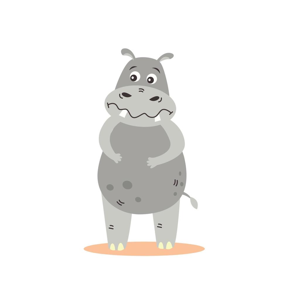 Emotional hippo holding its belly vector