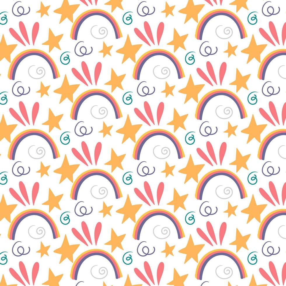 Children fairy pattern made of rainbow stars spirals vector