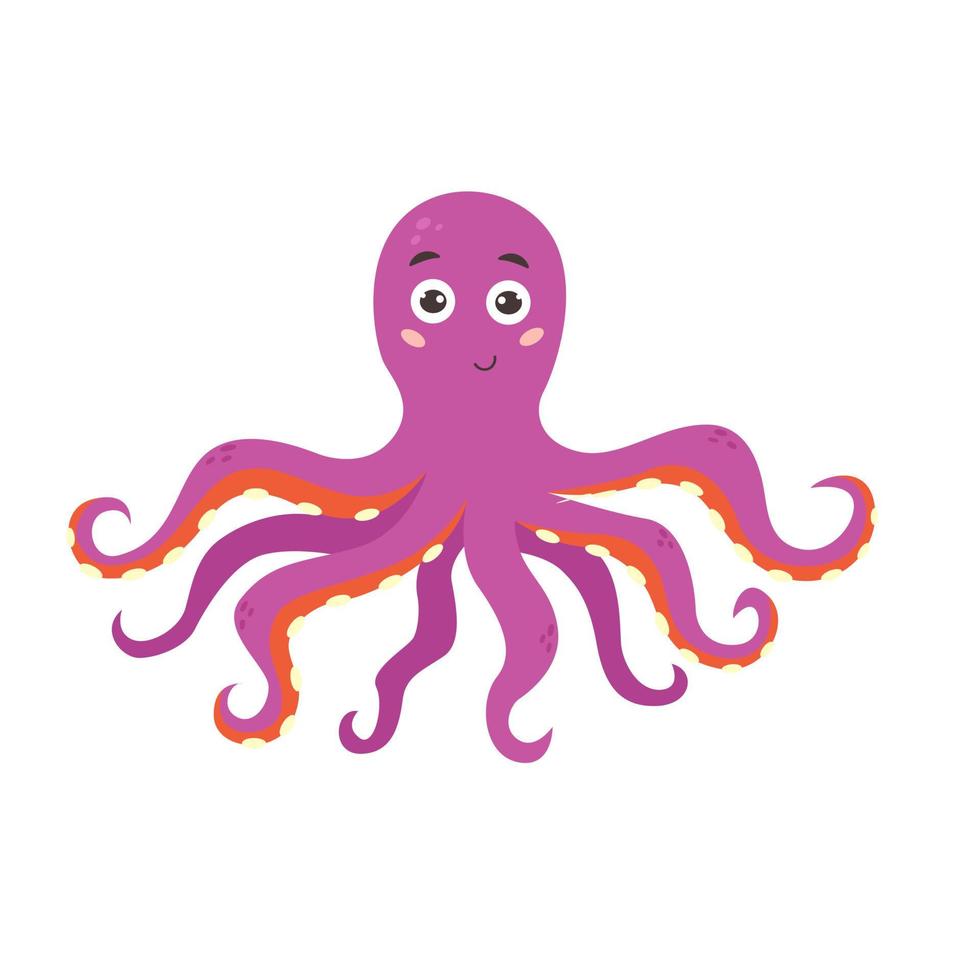 pulpo morado divertido vector