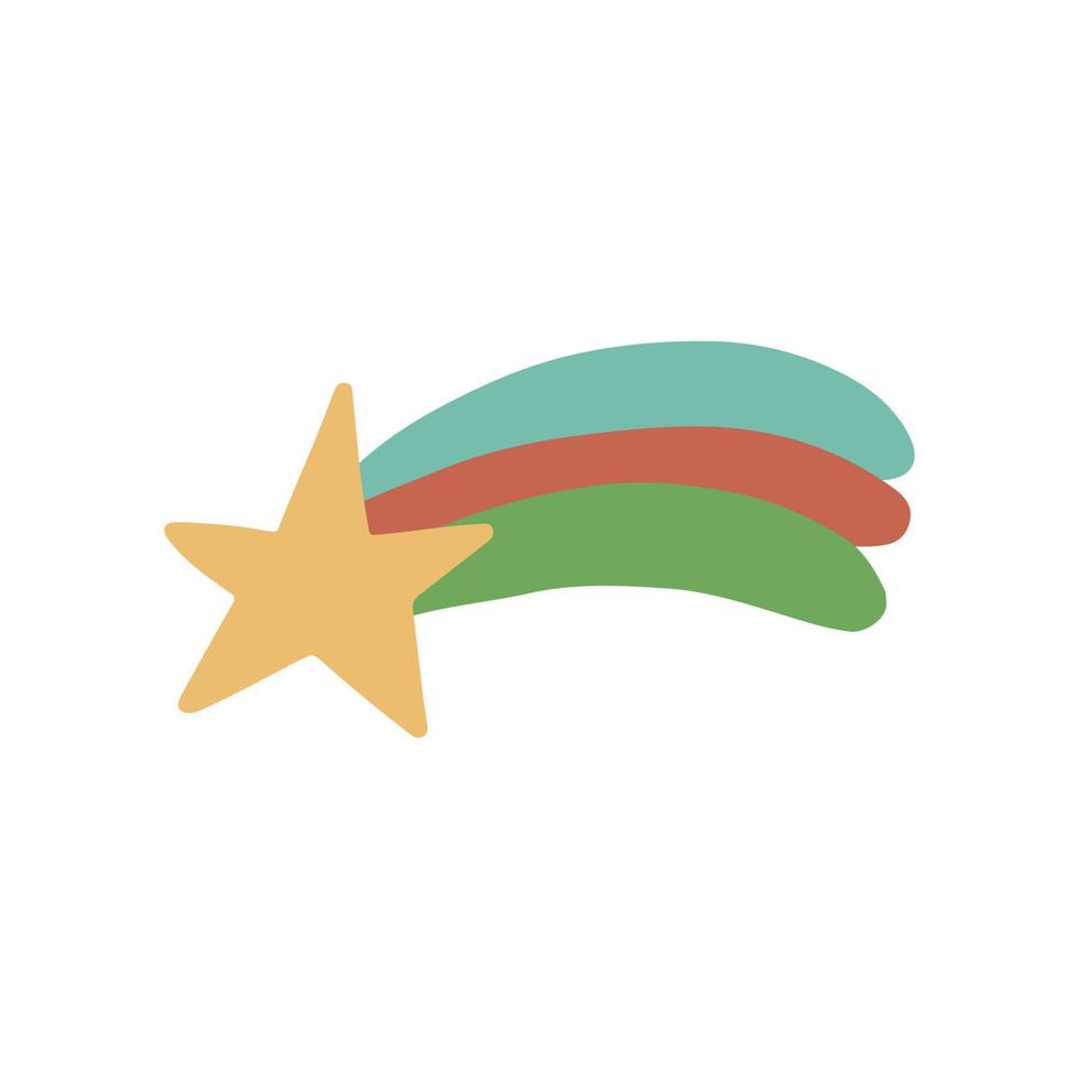 Shooting star with rainbow vector