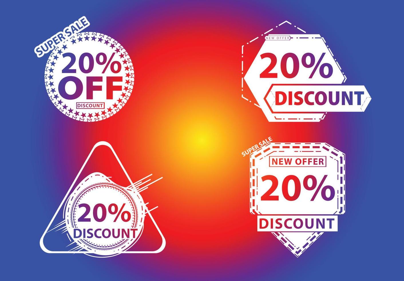 20 percent off new offer logo and icon design template vector