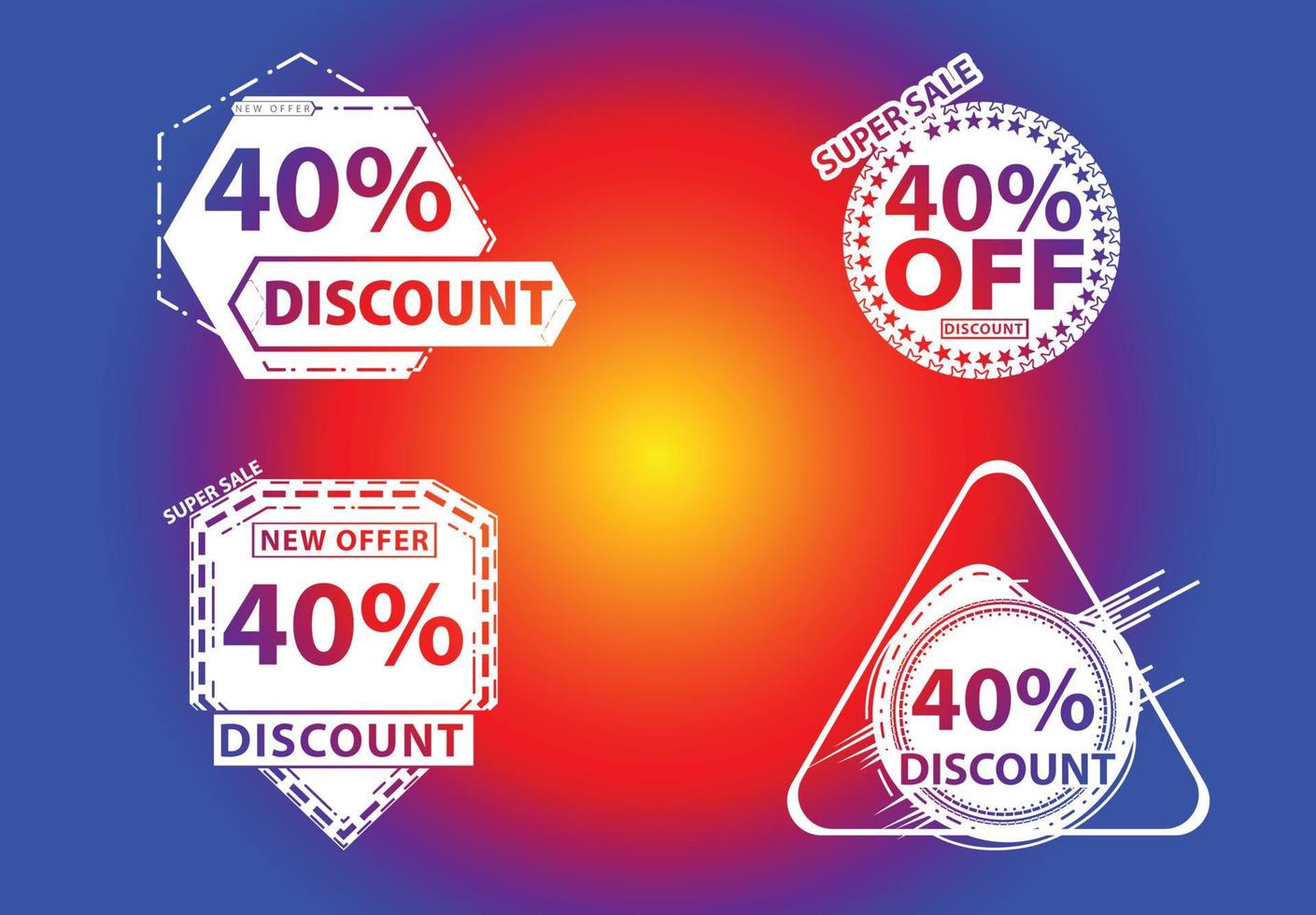 40 percent off new offer logo and icon design template vector