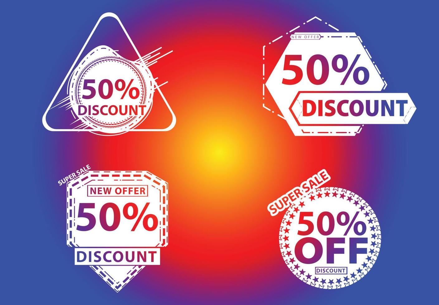 50 percent off new offer logo and icon design template vector