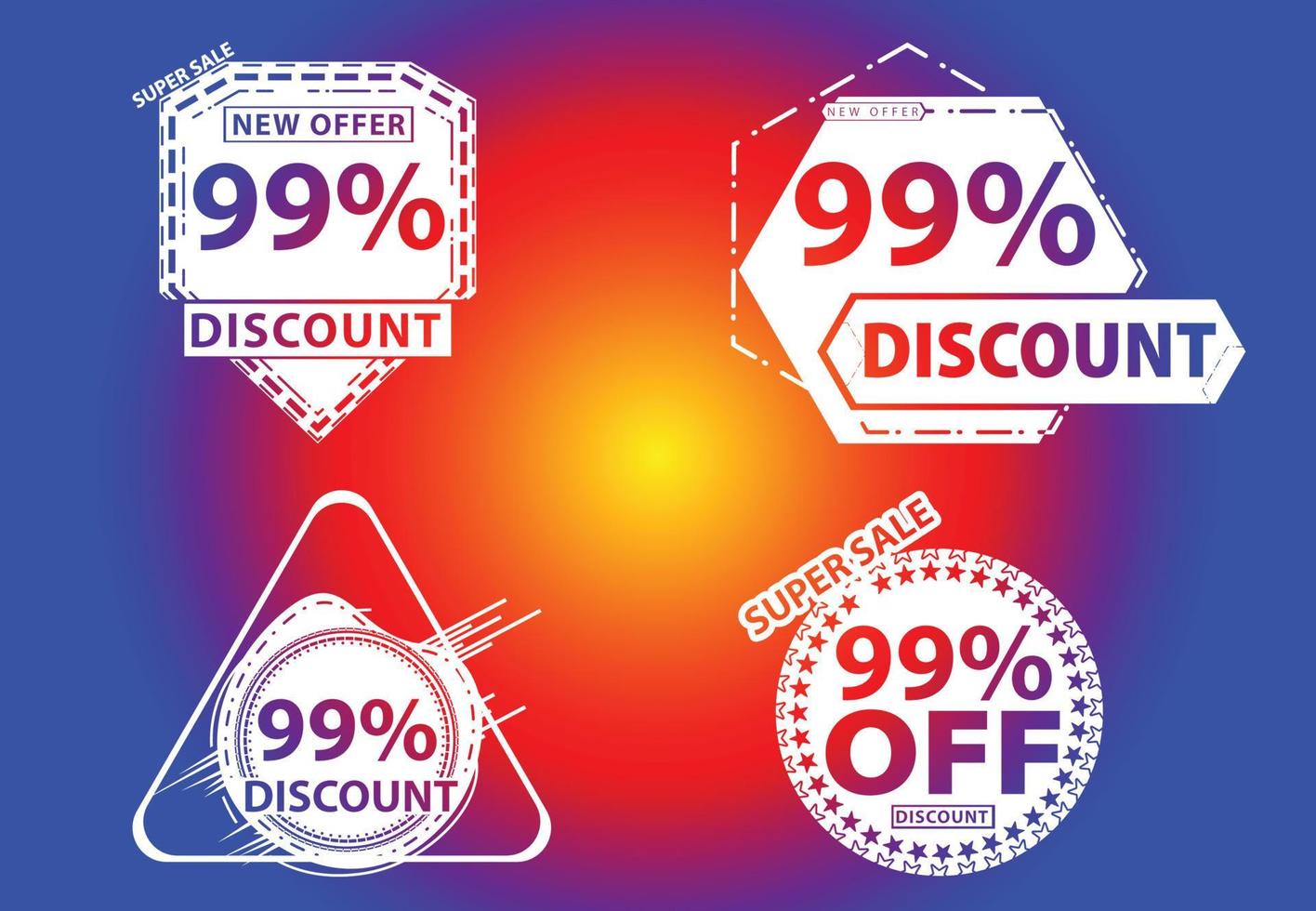 99 percent off new offer logo and icon design template vector