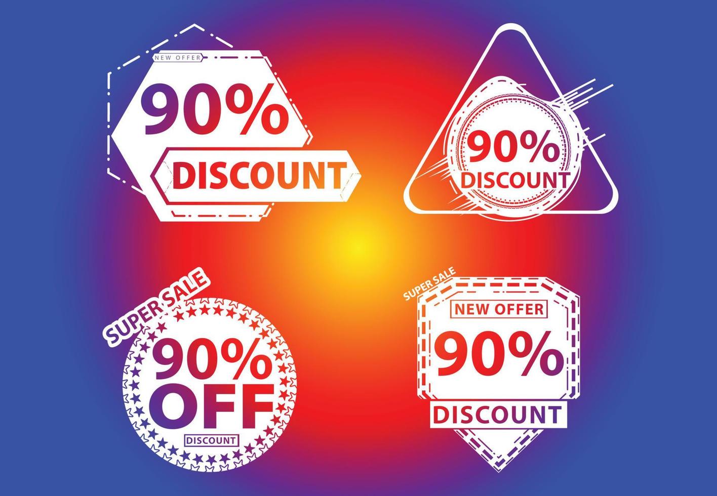 90 percent off new offer logo and icon design template vector
