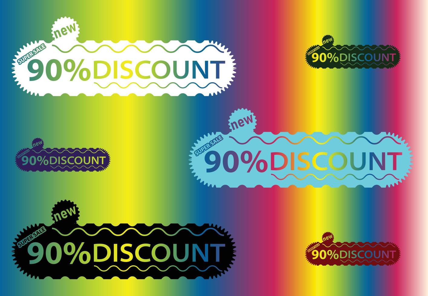 90 percent off new offer logo and icon design template vector