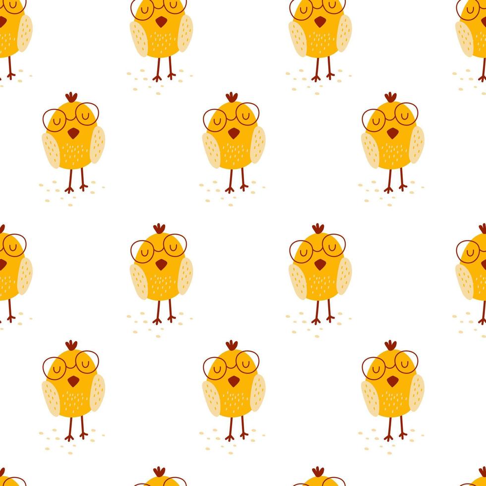 Seamless pattern with  yellow chicks. Vector illustrations