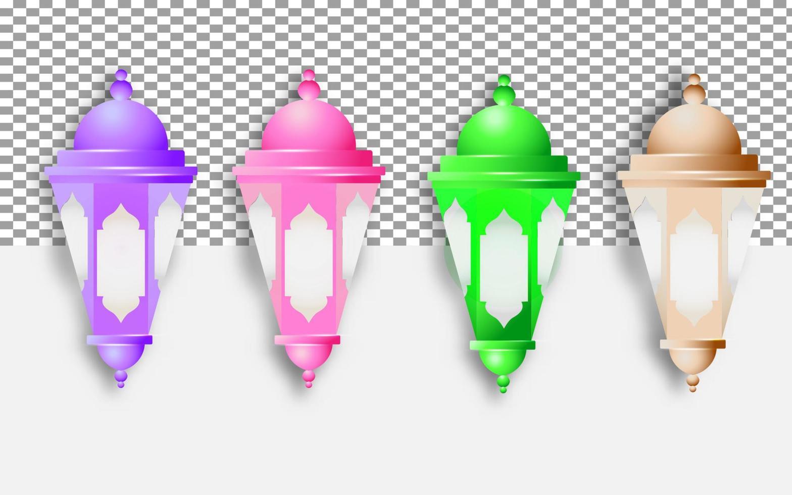 4 color 3D lantern Colection vector