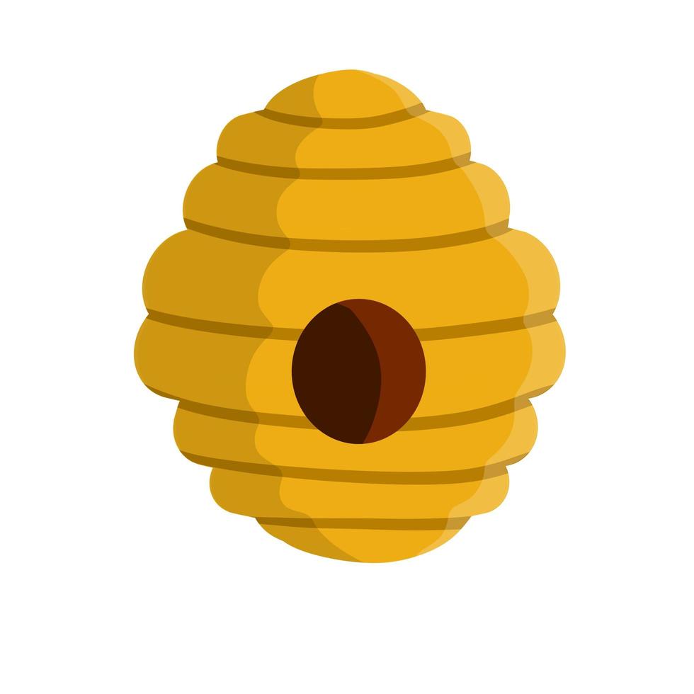 Hive. Yellow beehive. Home of the wasp and insect. Honey production. vector