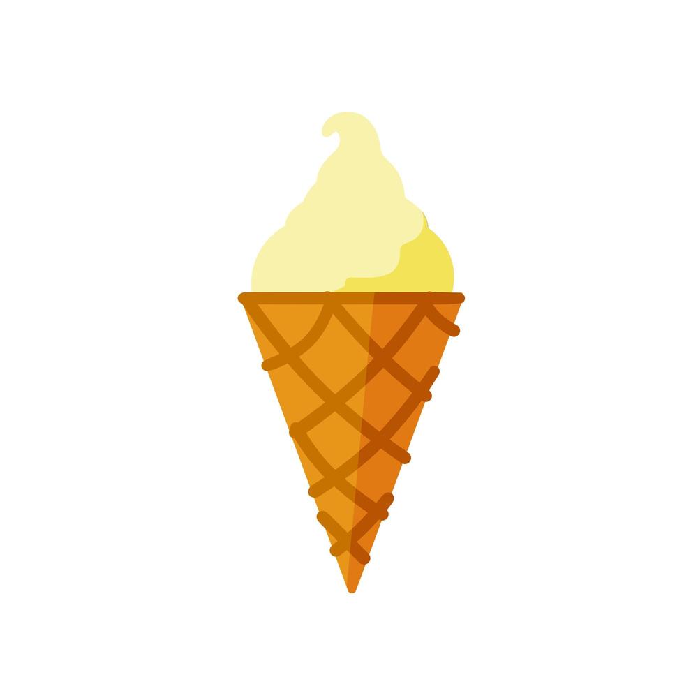 Ice cream cone. Sweet dessert with vanilla creme vector